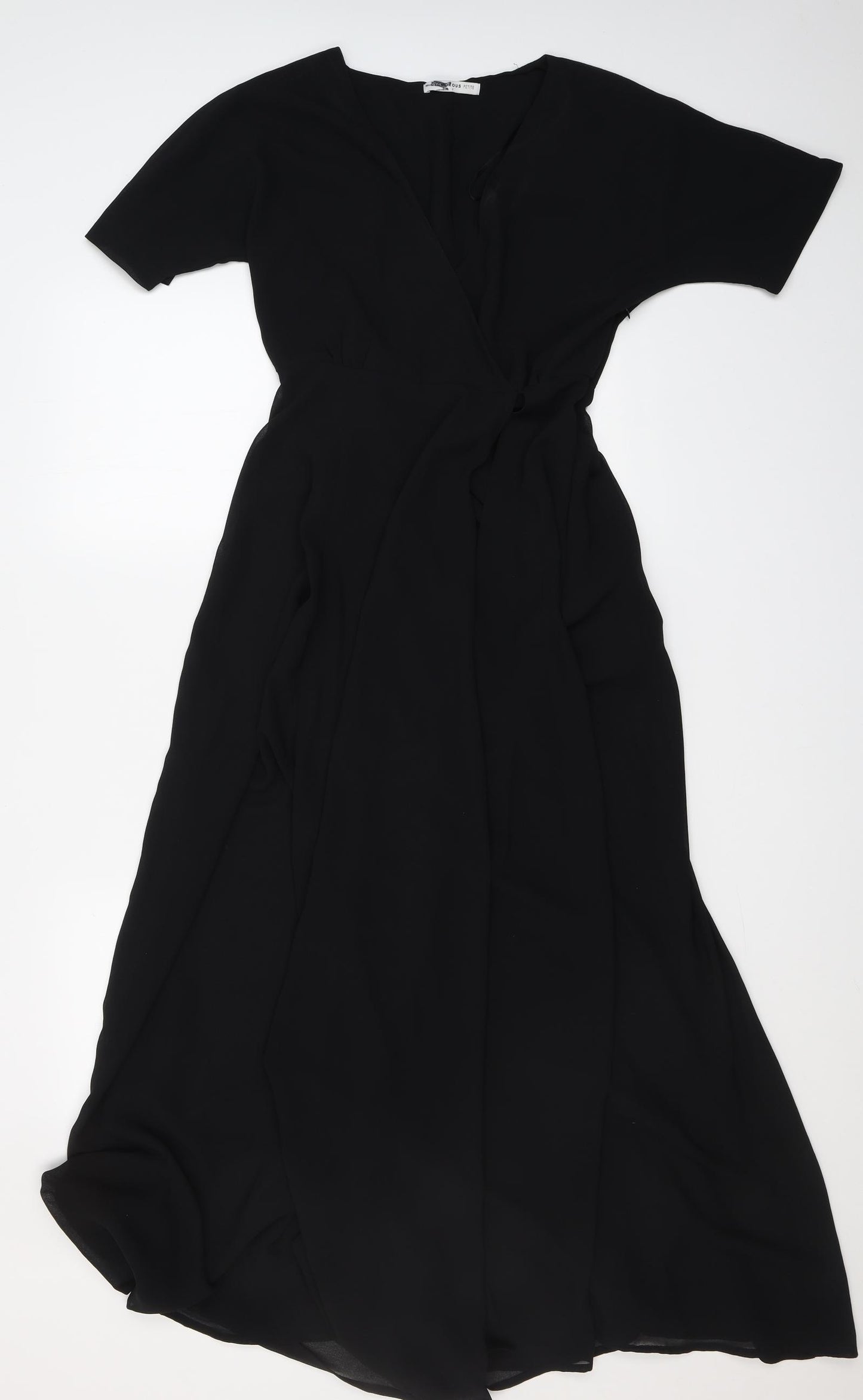 Glamorous Womens Black  Polyester Fit & Flare  Size 6  V-Neck Zip - open leg