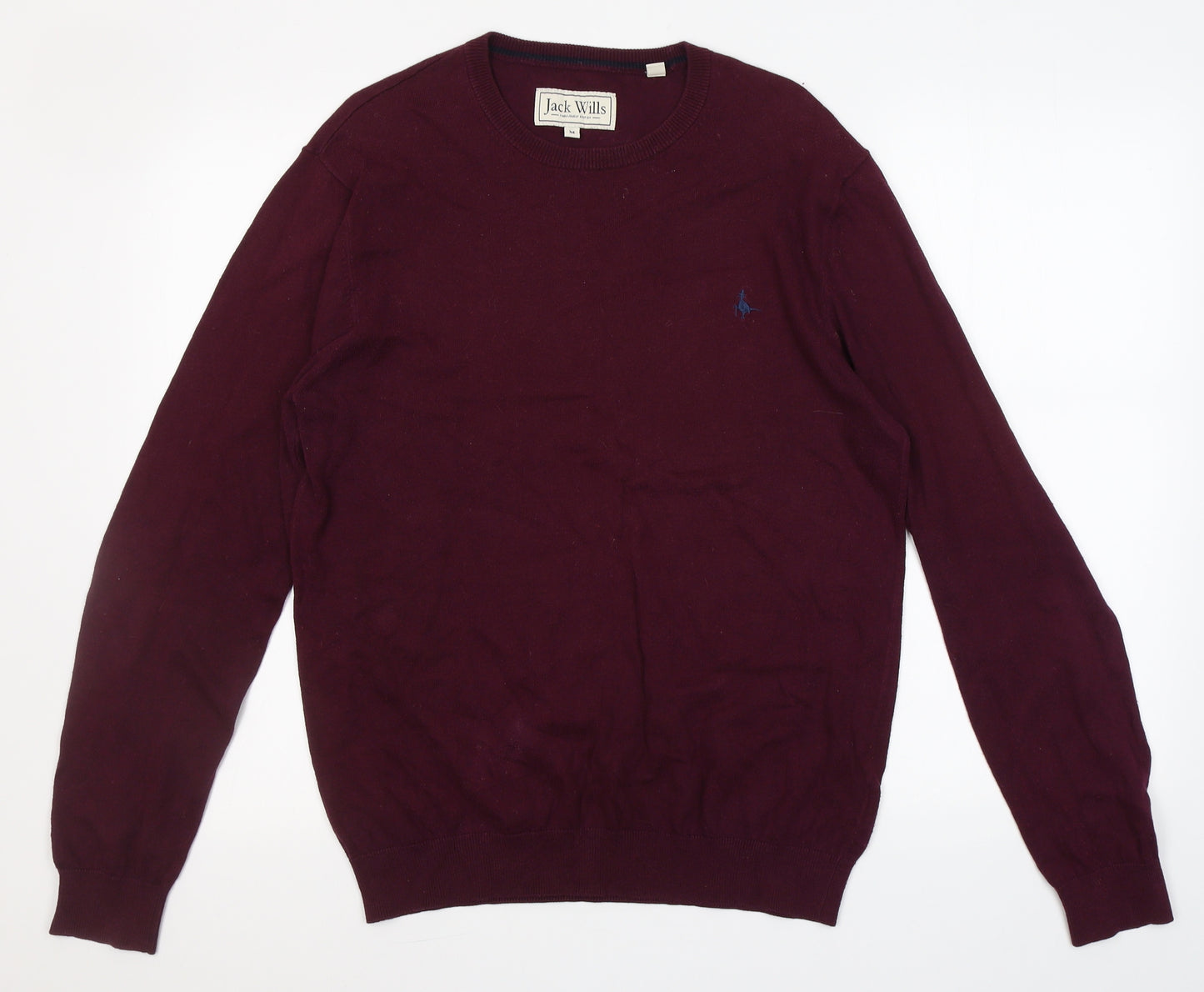 Jack Wills Mens Red Round Neck  Cotton Pullover Jumper Size M