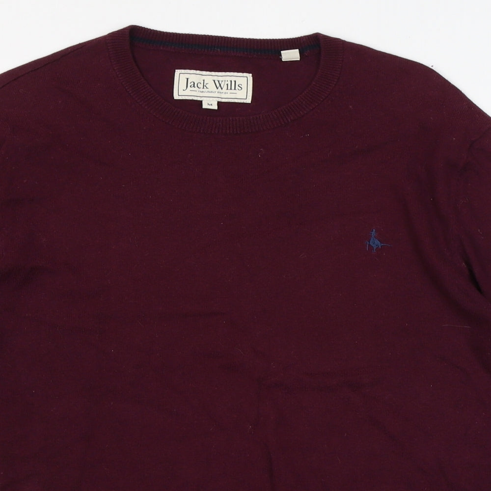 Jack Wills Mens Red Round Neck  Cotton Pullover Jumper Size M