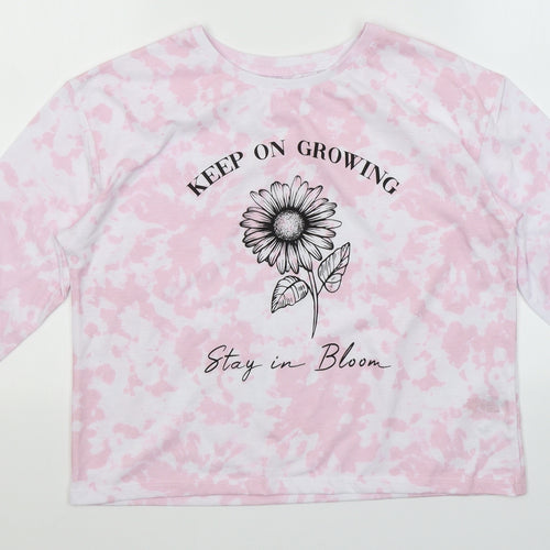Dunnes Stores Girls Pink Spotted Polyester Top Pyjama Top Size 11-12 Years   - Keep on growing. Stay in bloom