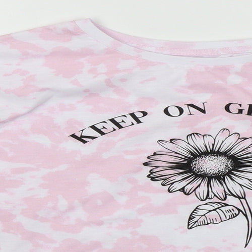 Dunnes Stores Girls Pink Spotted Polyester Top Pyjama Top Size 11-12 Years   - Keep on growing. Stay in bloom