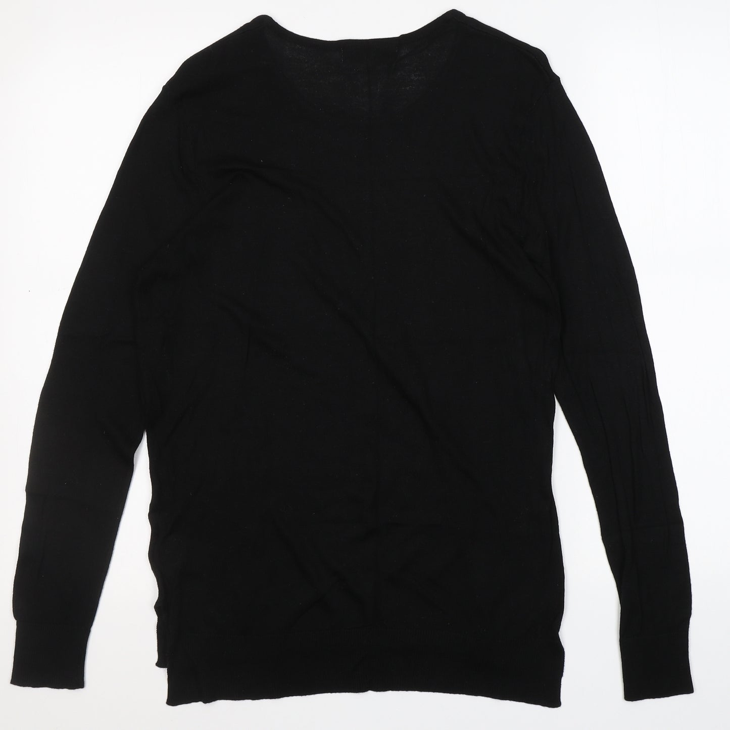 Peacocks Womens Black Round Neck  Viscose Pullover Jumper Size 16