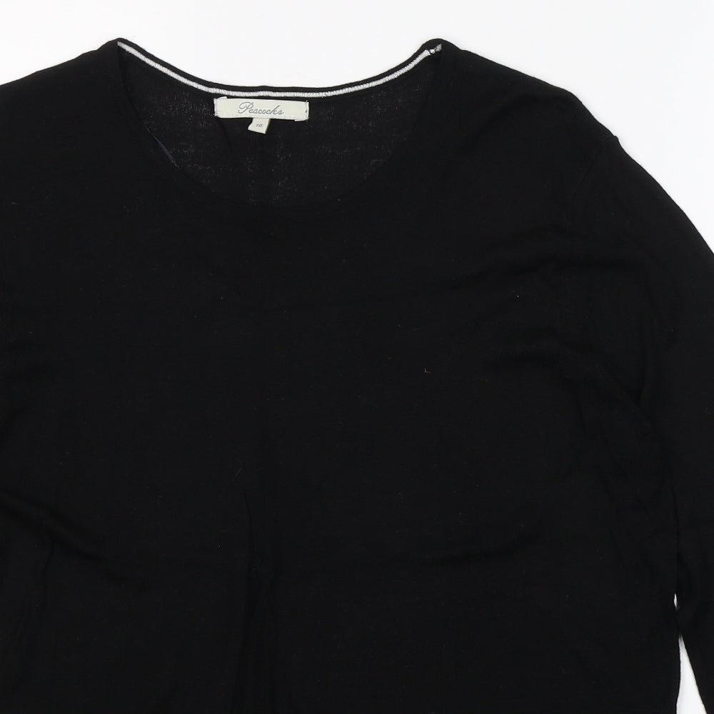 Peacocks Womens Black Round Neck  Viscose Pullover Jumper Size 16