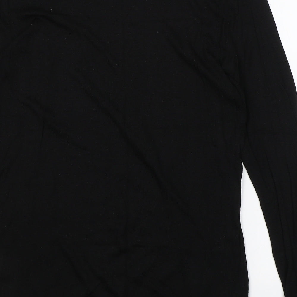 Peacocks Womens Black Round Neck  Viscose Pullover Jumper Size 16