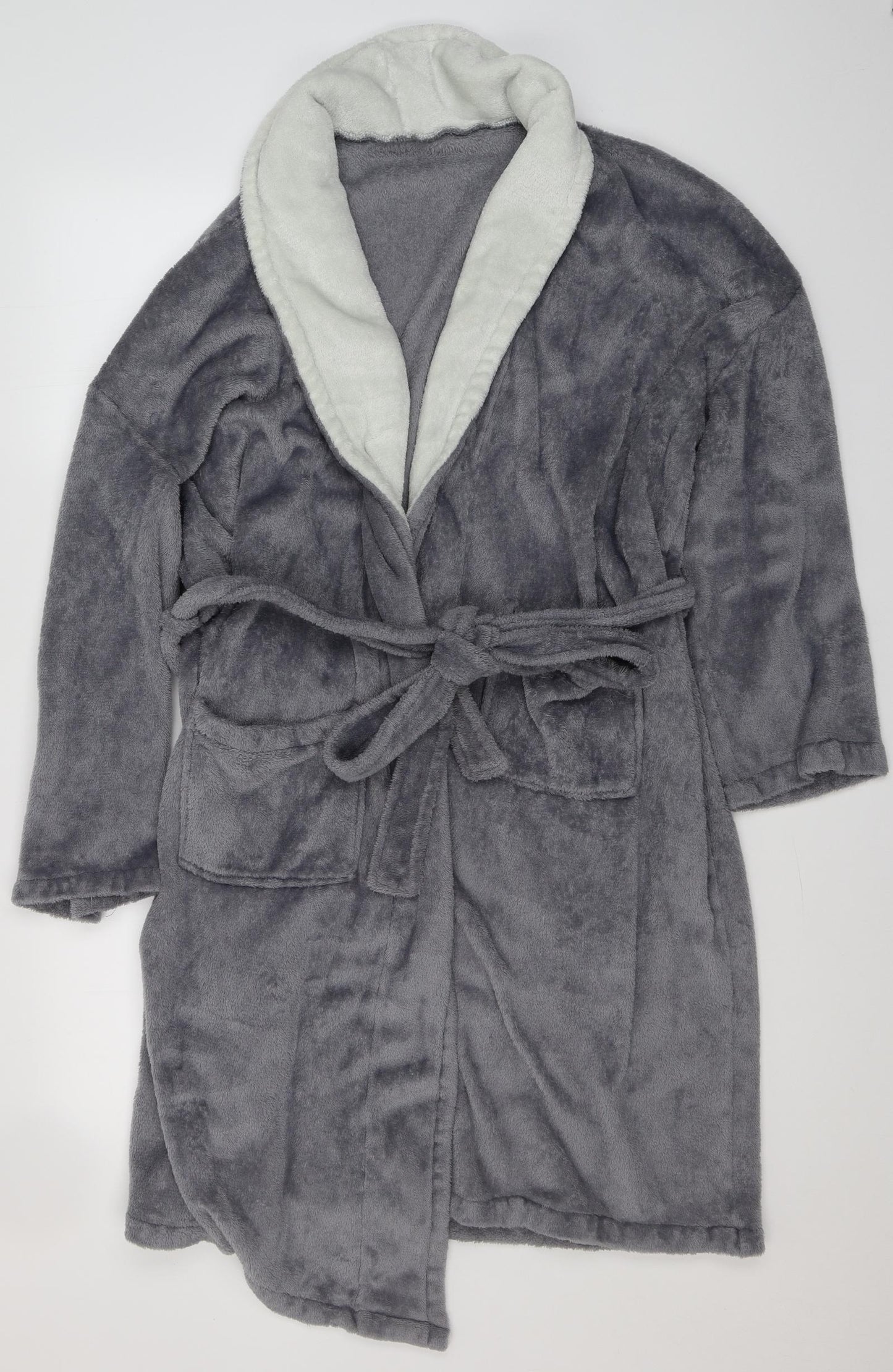 Preworn Mens Grey  Polyester  Robe Size XL  Tie