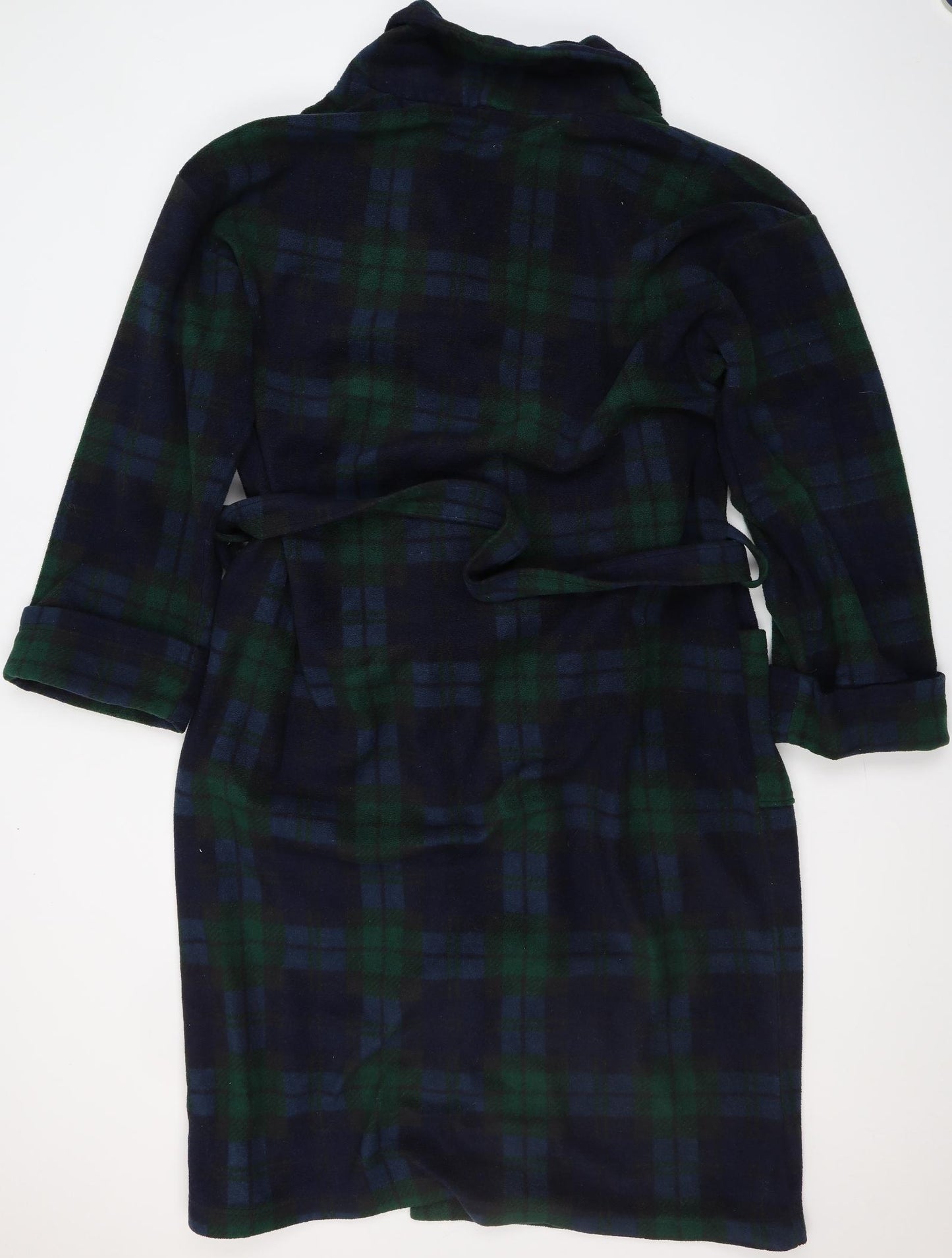 BHS Mens Blue Check Polyester  Robe Size L  Tie