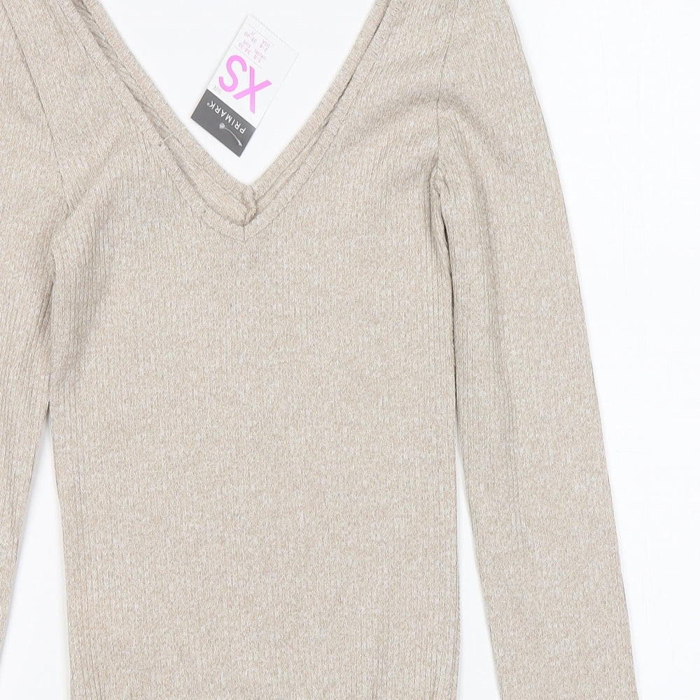 Primark Womens Beige  Polyester Bodysuit One-Piece Size XS