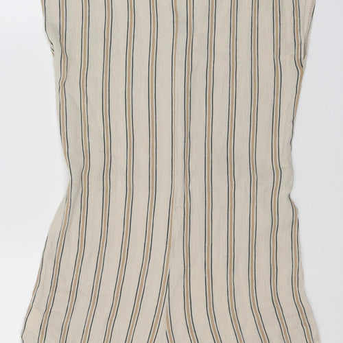 Primark Womens Beige Striped Viscose Playsuit One-Piece Size 6 L3 in