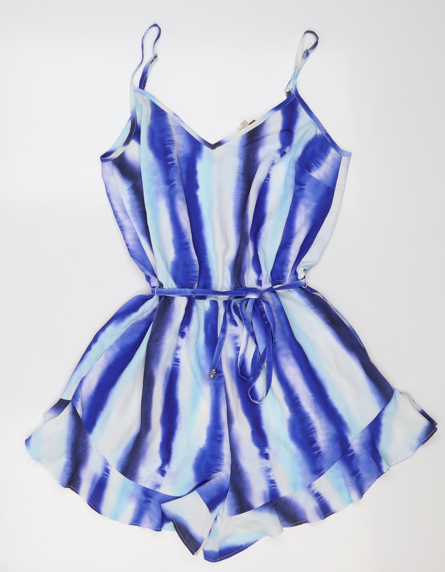 F&F Womens Blue Tie Dye Polyester Playsuit One-Piece Size 8