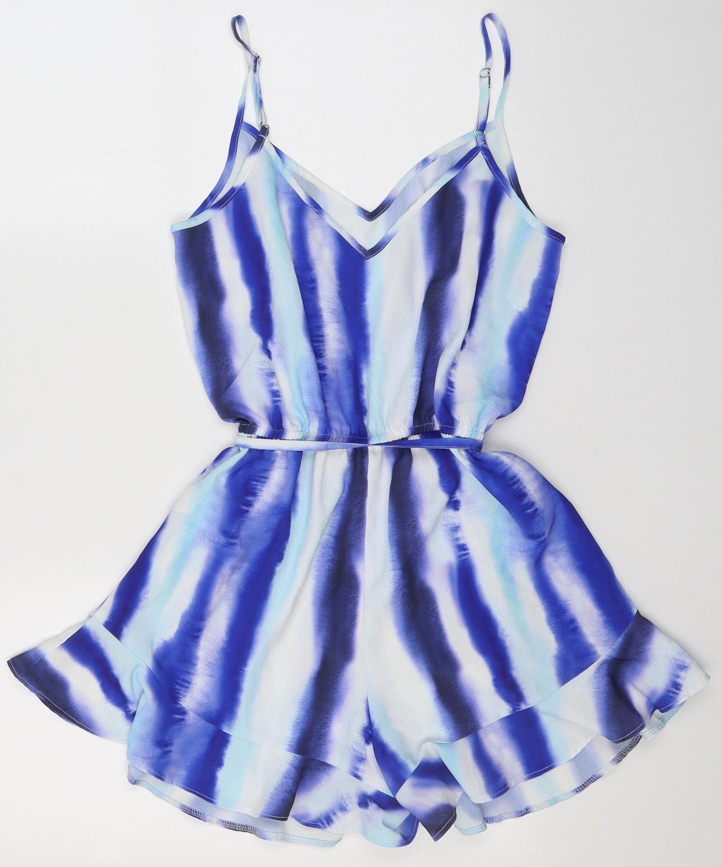 F&F Womens Blue Tie Dye Polyester Playsuit One-Piece Size 8