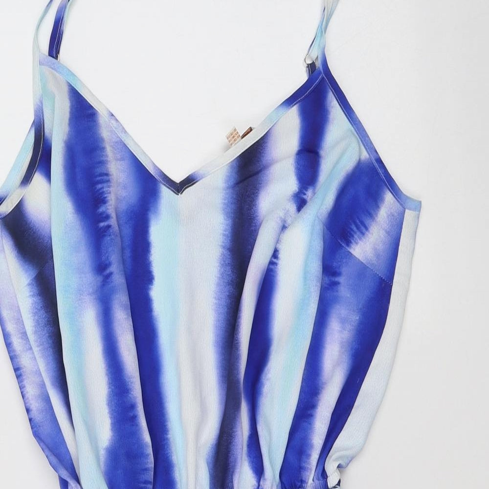 F&F Womens Blue Tie Dye Polyester Playsuit One-Piece Size 8