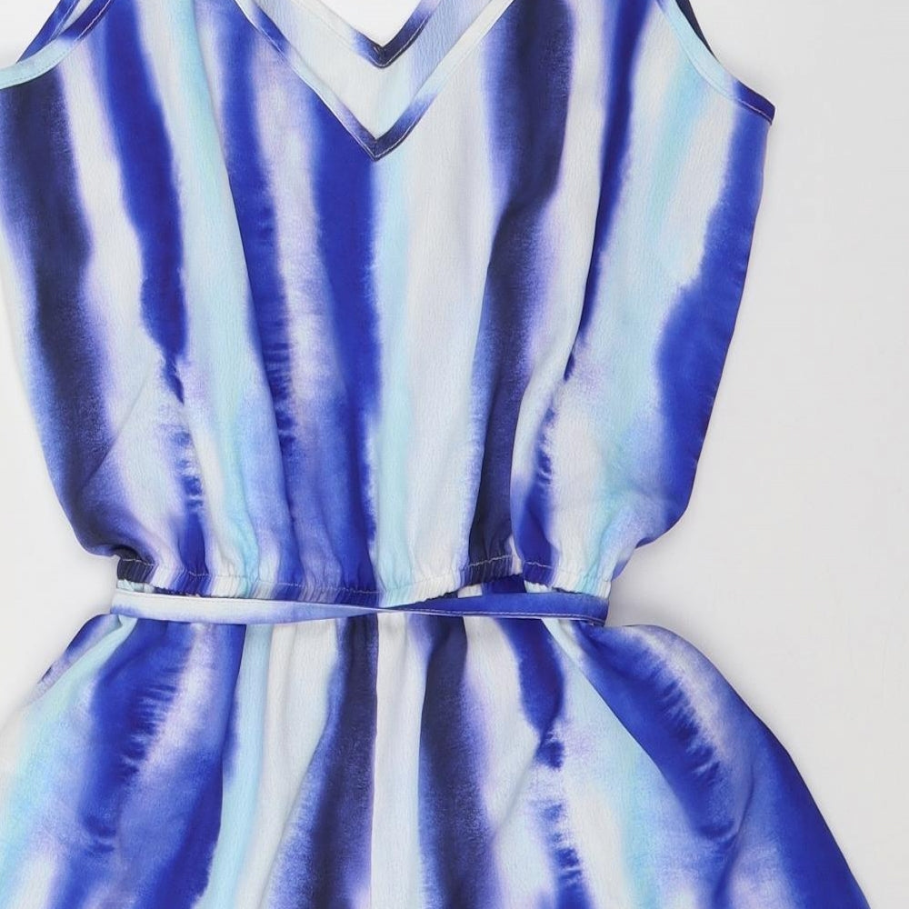 F&F Womens Blue Tie Dye Polyester Playsuit One-Piece Size 8