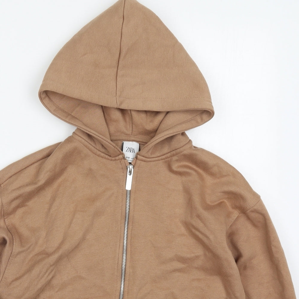 Zara Girls Brown  Cotton Full Zip Hoodie Size 11-12 Years  Zip