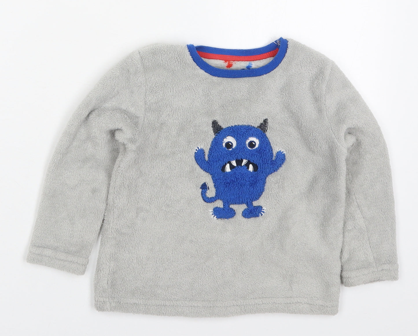 Primark Boys Grey Solid   Pyjama Top Size 3-4 Years  Pullover - Monster