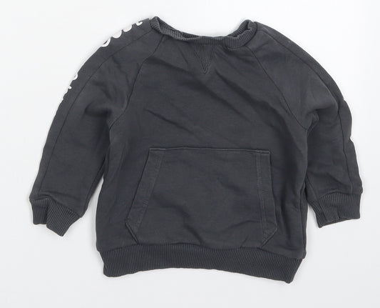 Front view of George boys’ grey cotton basic t-shirt, size 12-18, months crew neck pullover - cool dude