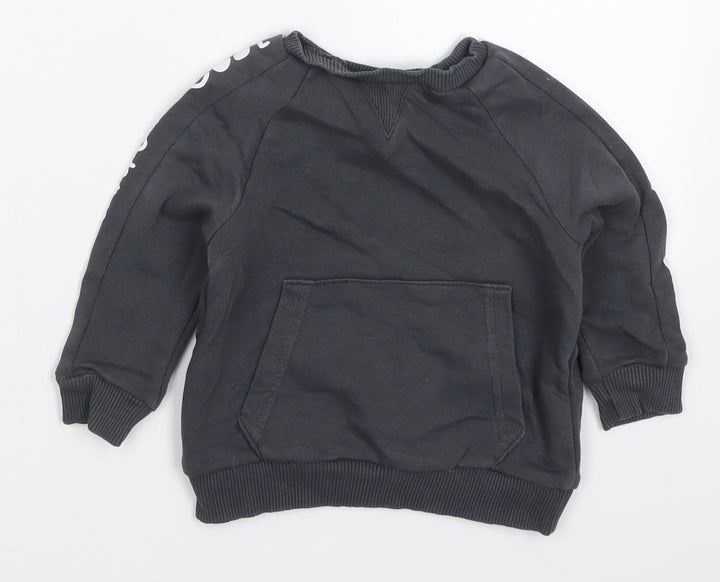 George Boys Grey Cotton Basic T-Shirt Size 12-18 Months Crew Neck Pullover - Cool Dude