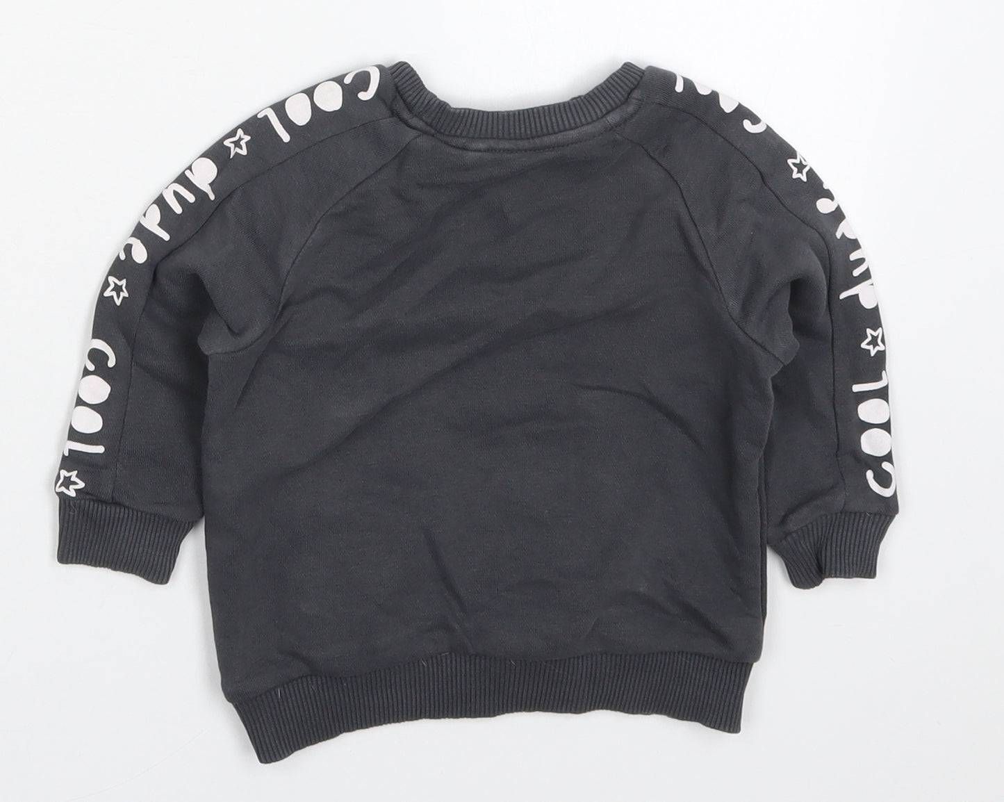 George Boys Grey  Cotton Basic T-Shirt Size 12-18 Months Crew Neck Pullover - Cool Dude