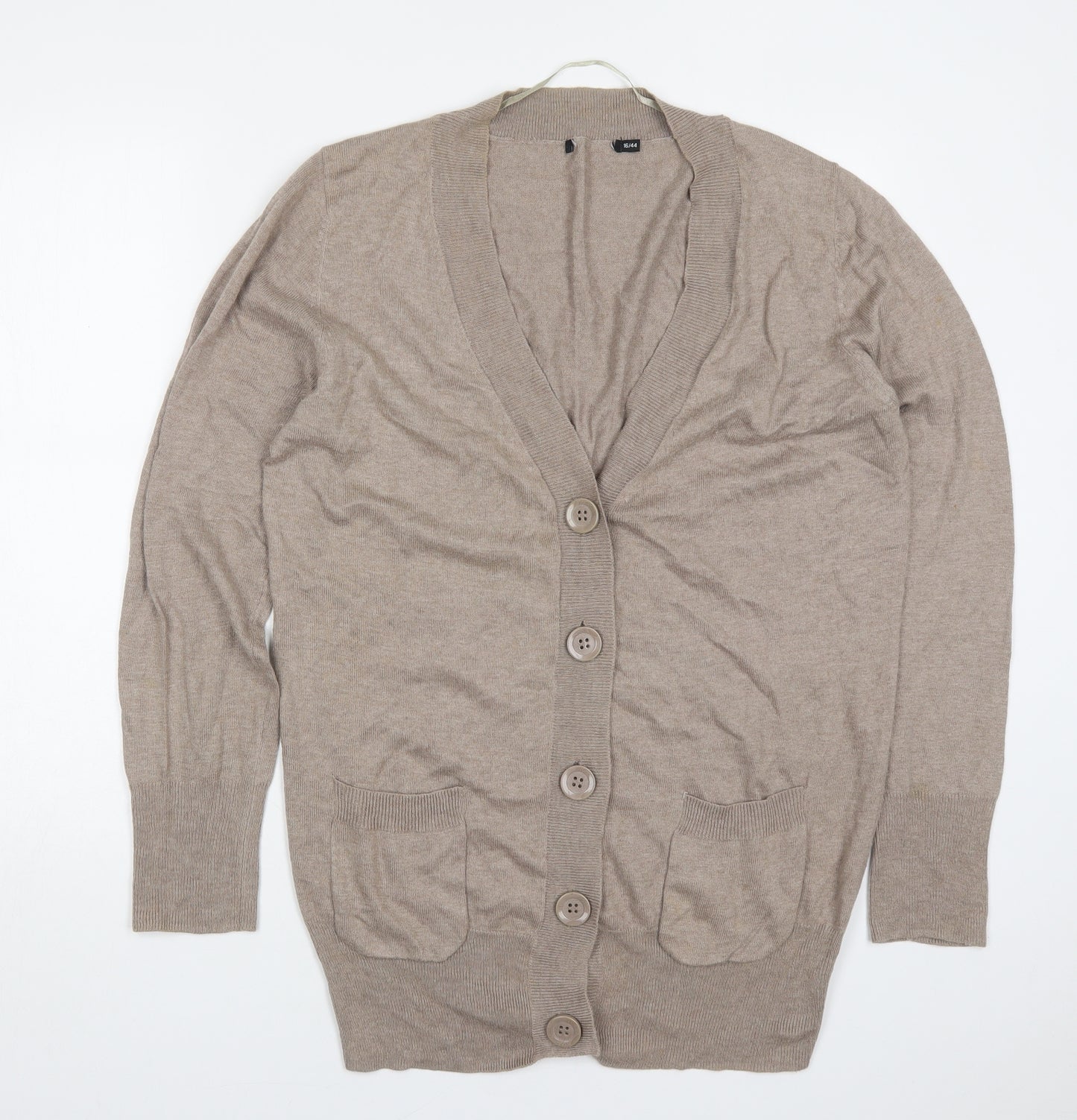 Atmosphere Womens Brown V-Neck  Cotton Cardigan Jumper Size 16