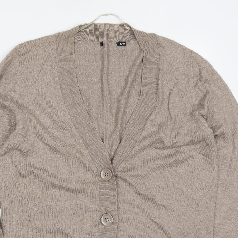 Atmosphere Womens Brown V-Neck  Cotton Cardigan Jumper Size 16