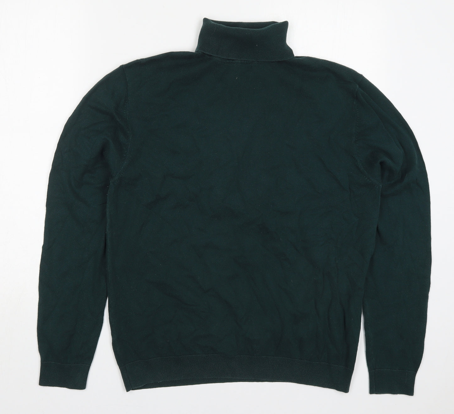 NEXT Mens Green Roll Neck  Cotton Pullover Jumper Size L