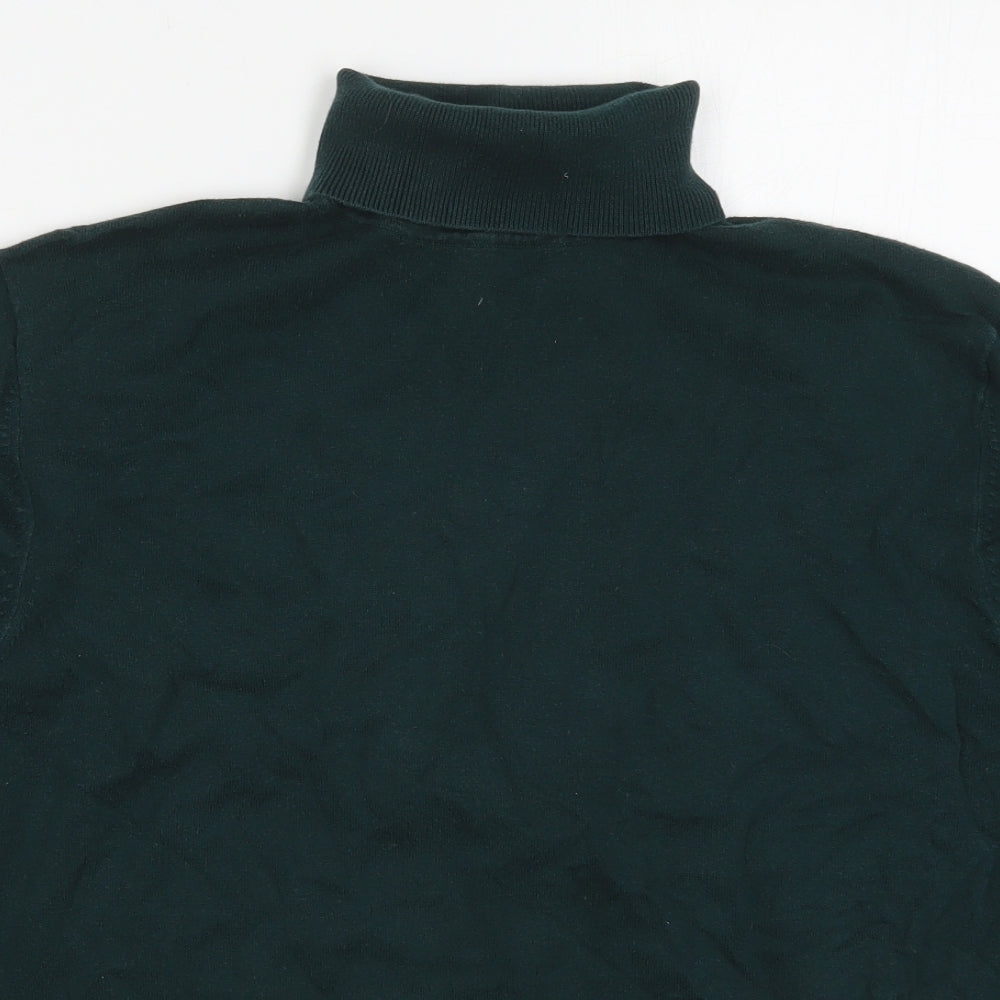 NEXT Mens Green Roll Neck  Cotton Pullover Jumper Size L