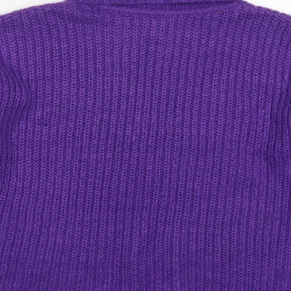 F&F Womens Purple Roll Neck  Acrylic Pullover Jumper Size 16