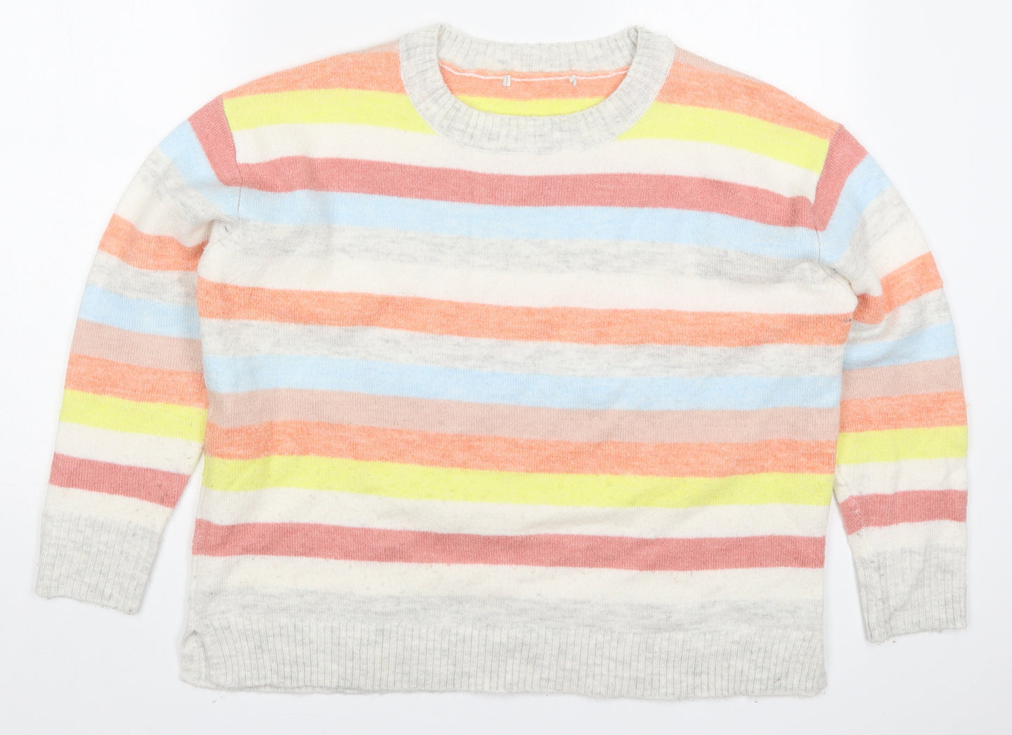 George Womens Multicoloured Round Neck Striped Acrylic Pullover Jumper Size M
