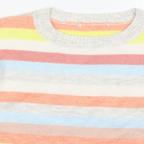 George Womens Multicoloured Round Neck Striped Acrylic Pullover Jumper Size M