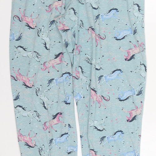 Marks and Spencer Womens Blue  Cotton Trousers  Size 12 L30 in Regular  - Unicorns