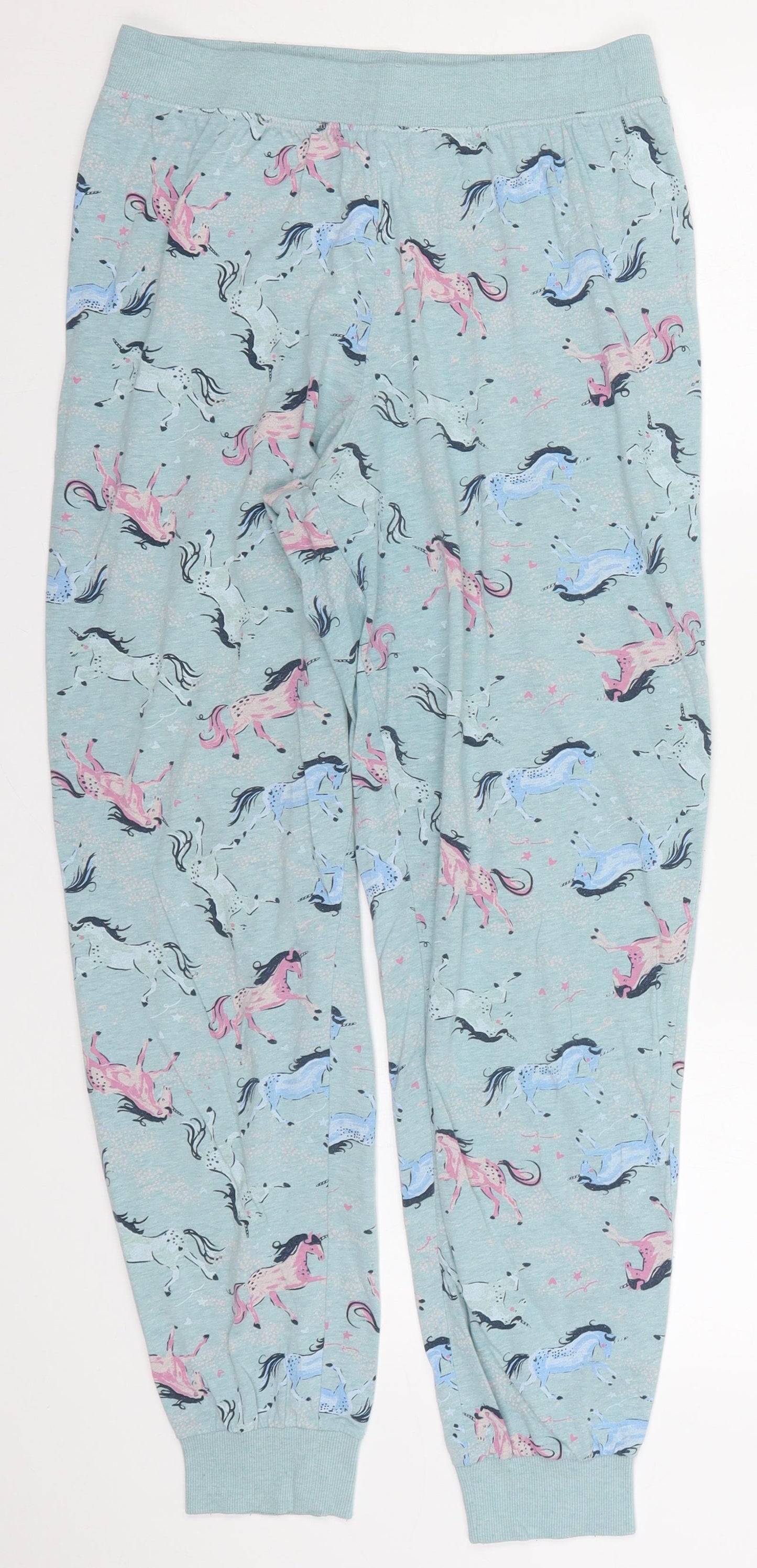 Marks and Spencer Womens Blue  Cotton Trousers  Size 12 L30 in Regular  - Unicorns
