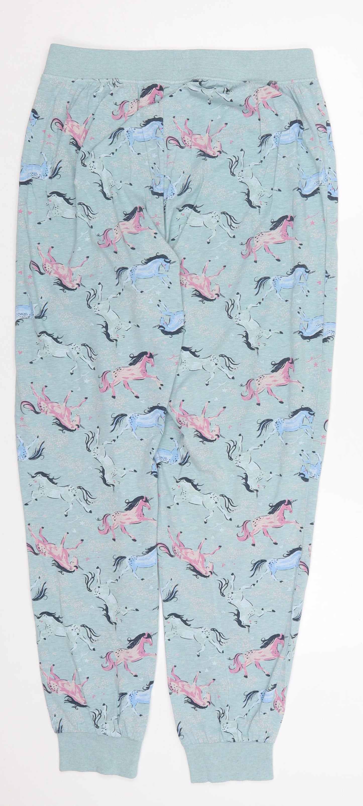 Marks and Spencer Womens Blue  Cotton Trousers  Size 12 L30 in Regular  - Unicorns