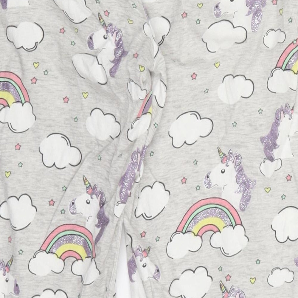 Primark Womens Grey  Cotton Trousers  Size 14 L24 in Regular Drawstring - Unicorn Pyjama Pants