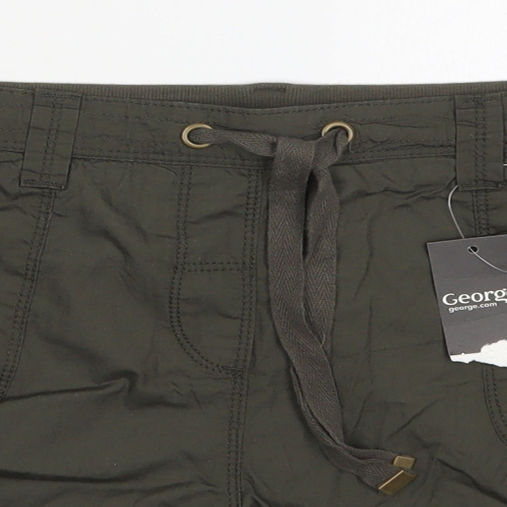 George Womens Green  Cotton Cargo Shorts Size 14 L3 in Regular Drawstring