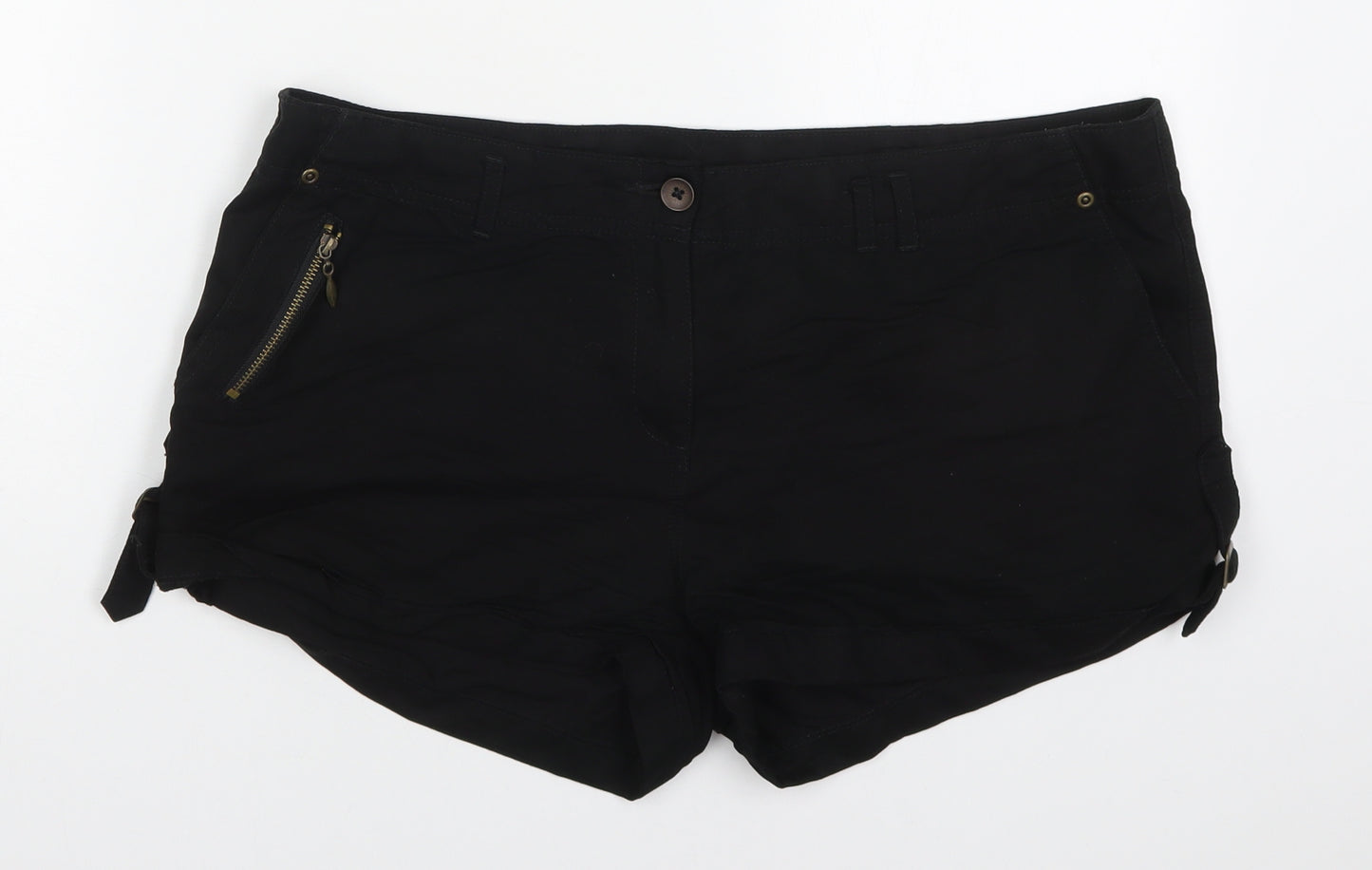 George Womens Black  Viscose Cargo Shorts Size 14 L3 in Regular Button