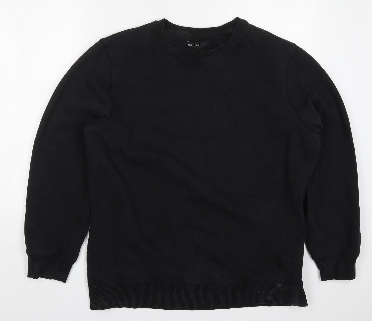 F&F Mens Black  Cotton Pullover Sweatshirt Size XL