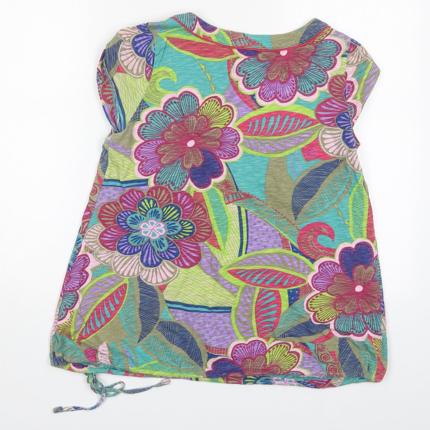 NEXT Womens Multicoloured Floral Cotton Basic T-Shirt Size 10 Round Neck