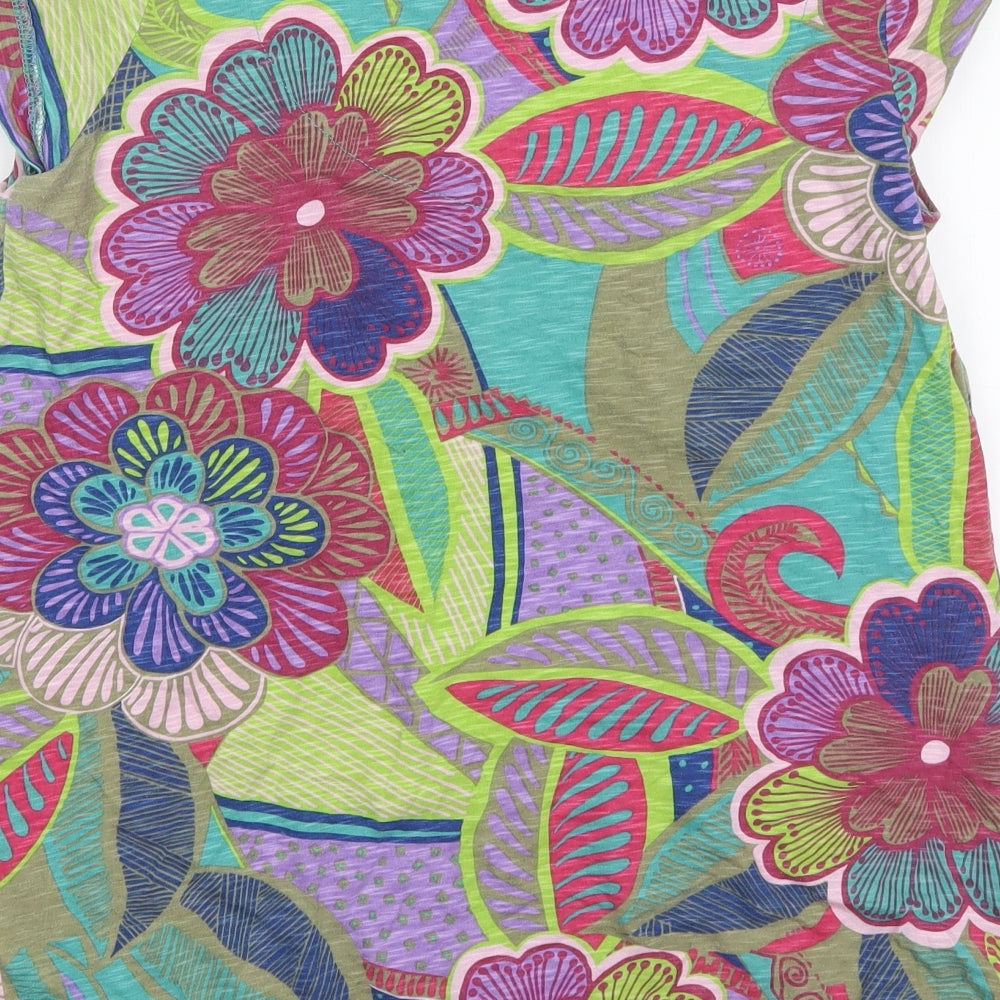 NEXT Womens Multicoloured Floral Cotton Basic T-Shirt Size 10 Round Neck