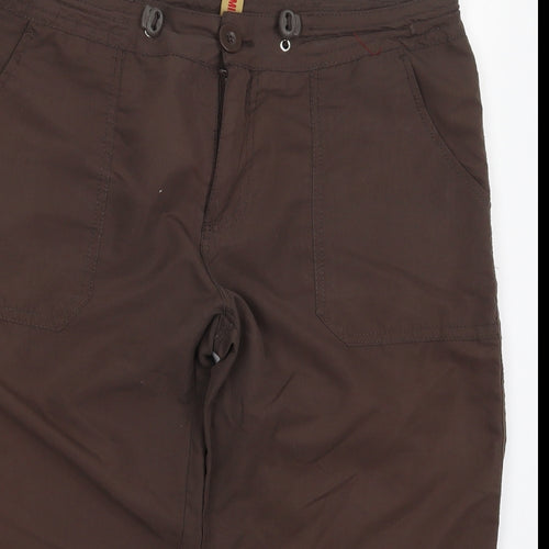 Denim Co Womens Brown  Polyester Cropped Trousers Size 14 L20 in Regular Button