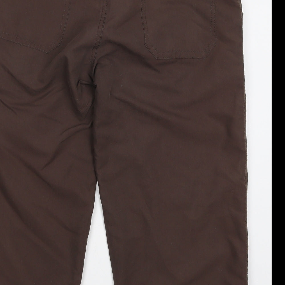 Denim Co Womens Brown  Polyester Cropped Trousers Size 14 L20 in Regular Button