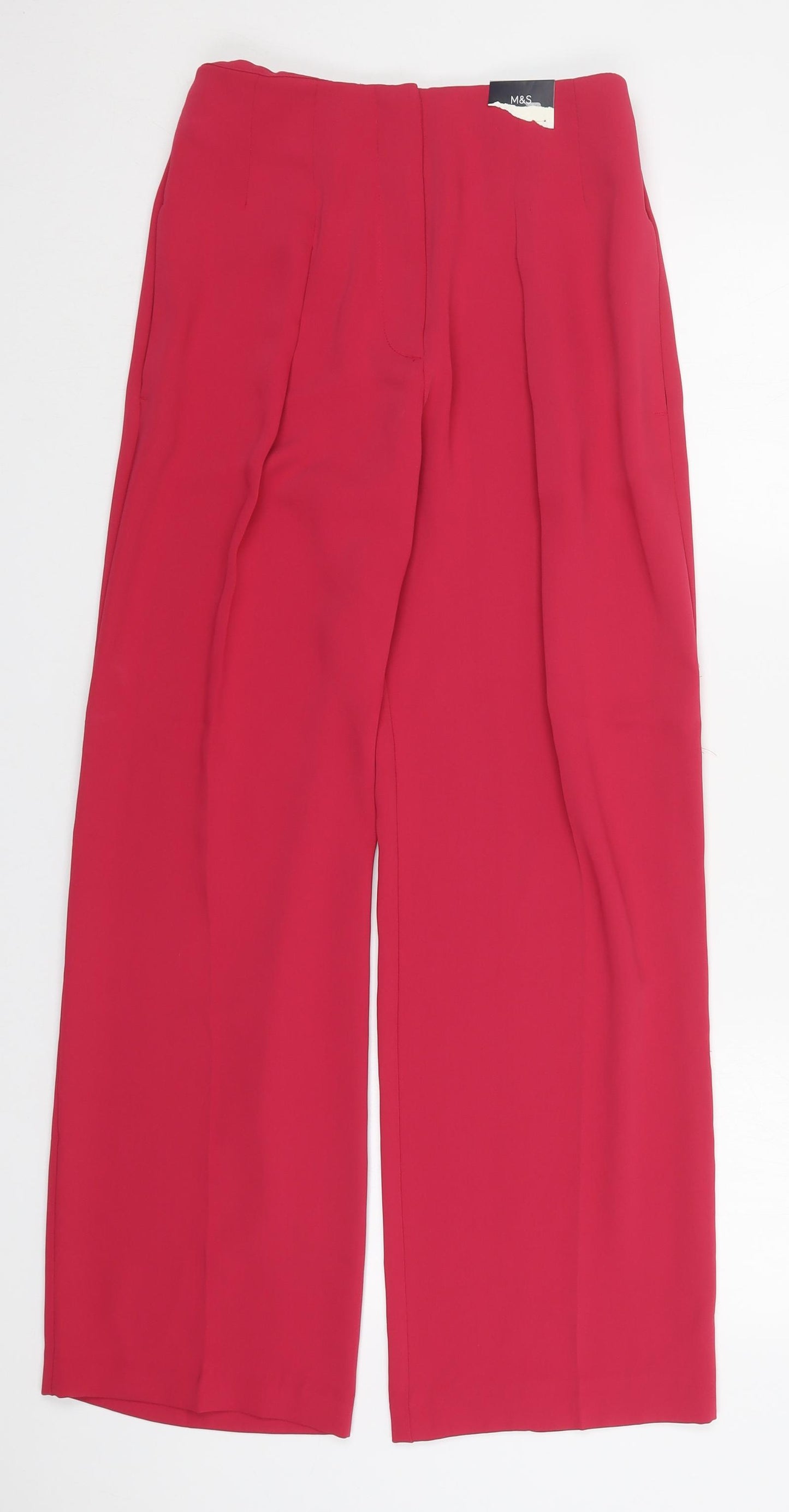 Marks and Spencer Womens Pink  Polyester Trousers  Size 8 L28 in Regular Hook & Eye