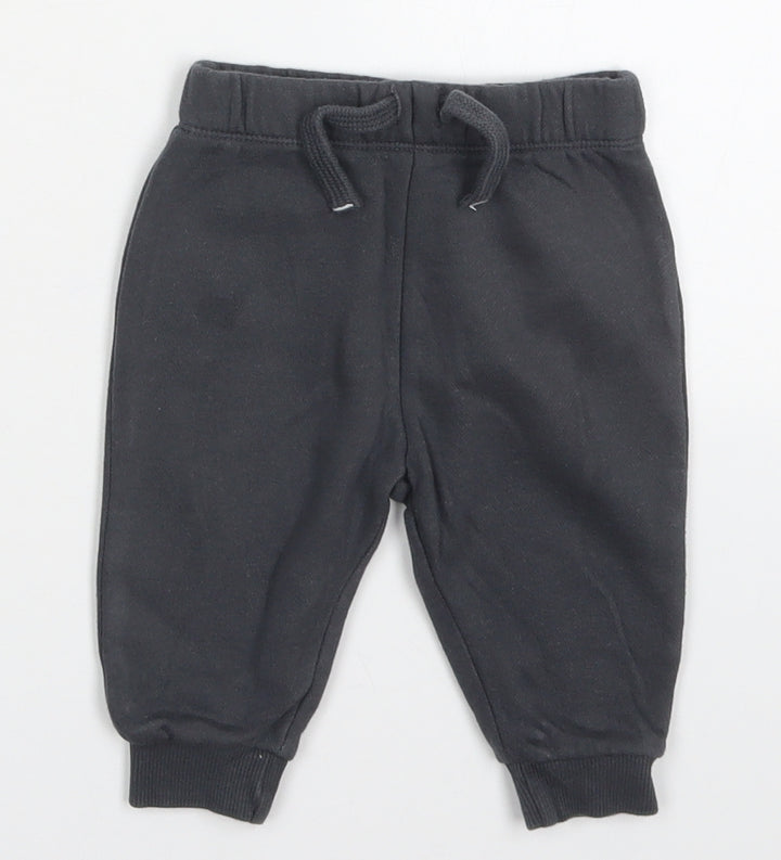 Tesco Boys Grey Cotton Sweatpants Trousers Size 3-6 Months Drawstring