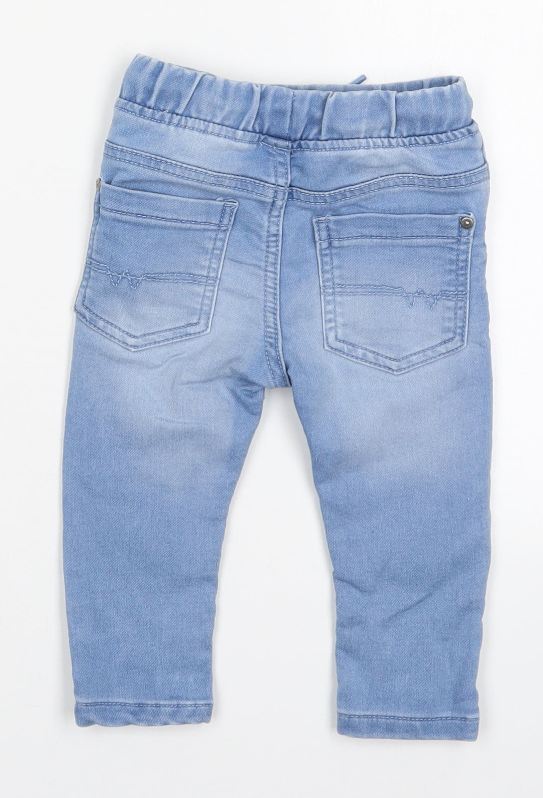 Dunnes Girls Blue  Cotton Capri Jeans Size 6-9 Months  Drawstring