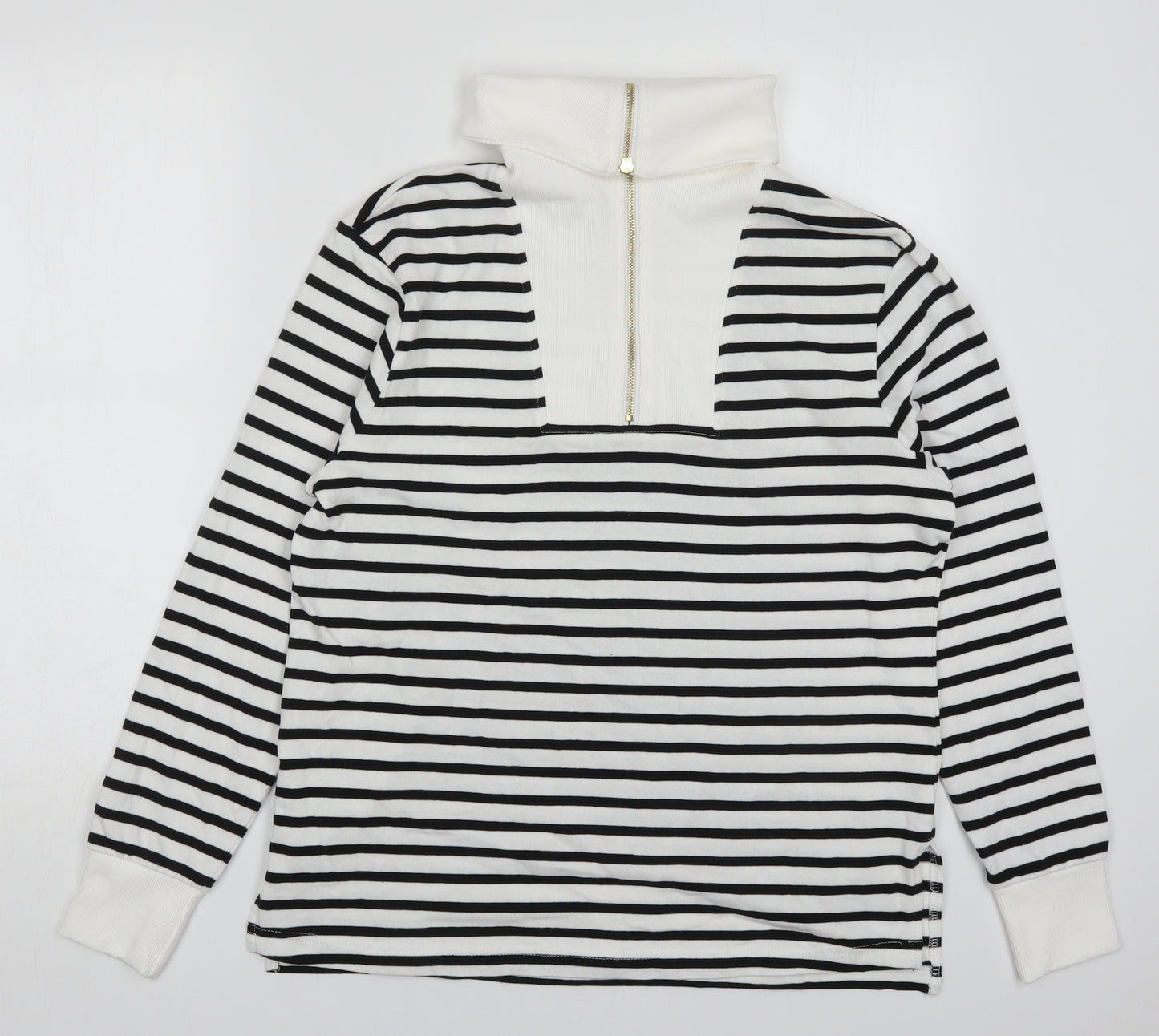 Dunnes Womens White Striped Cotton Pullover Sweatshirt Size S  Pullover - Black and White