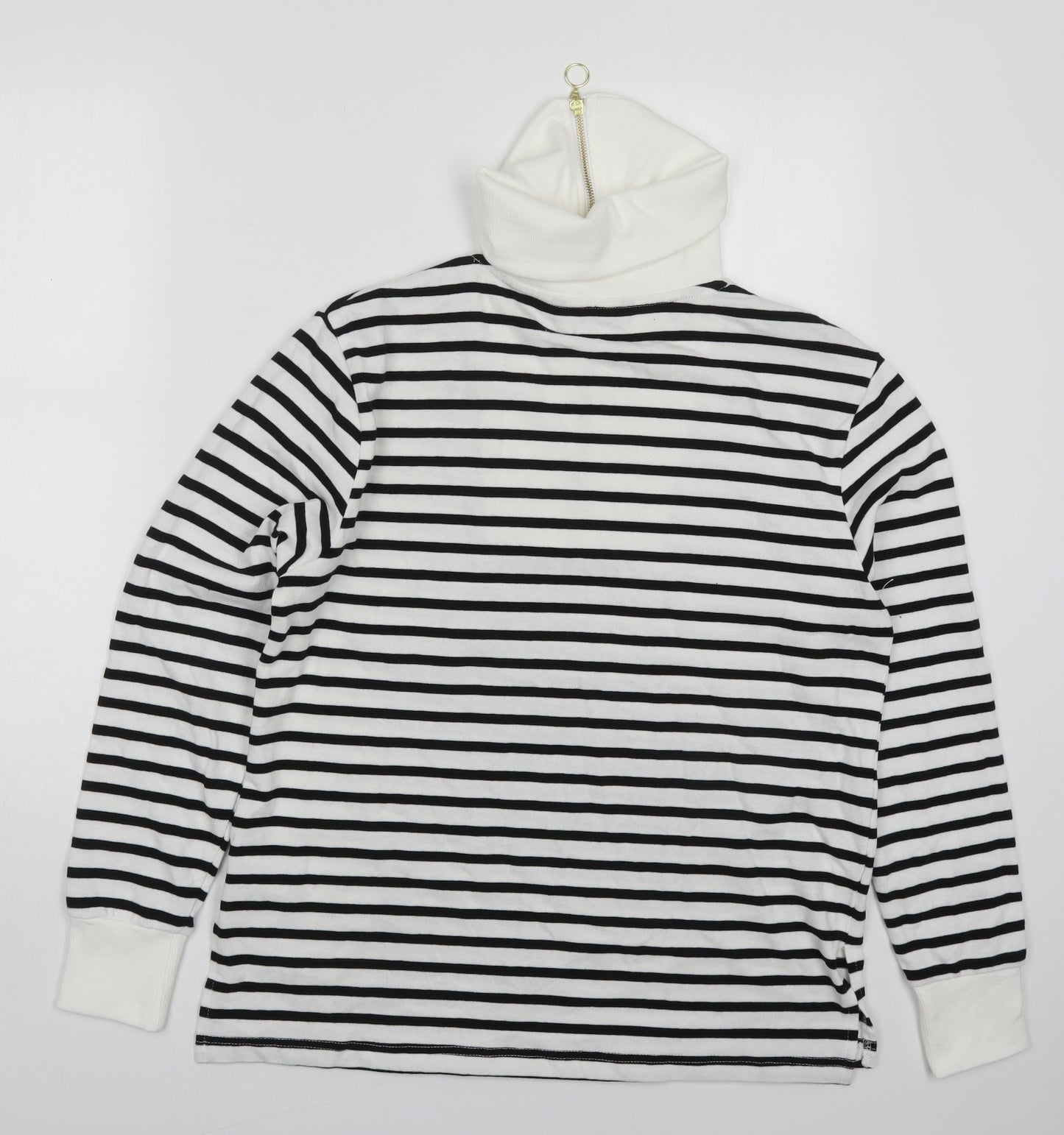 Dunnes Womens White Striped Cotton Pullover Sweatshirt Size S  Pullover - Black and White