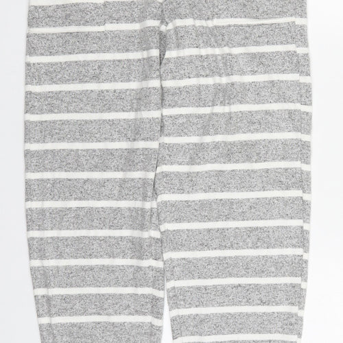 Marks and Spencer Womens Grey Striped Viscose Trousers  Size 8 L30 in Regular Drawstring - Loungewear