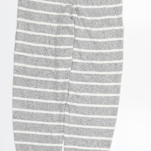 Marks and Spencer Womens Grey Striped Viscose Trousers  Size 8 L30 in Regular Drawstring - Loungewear