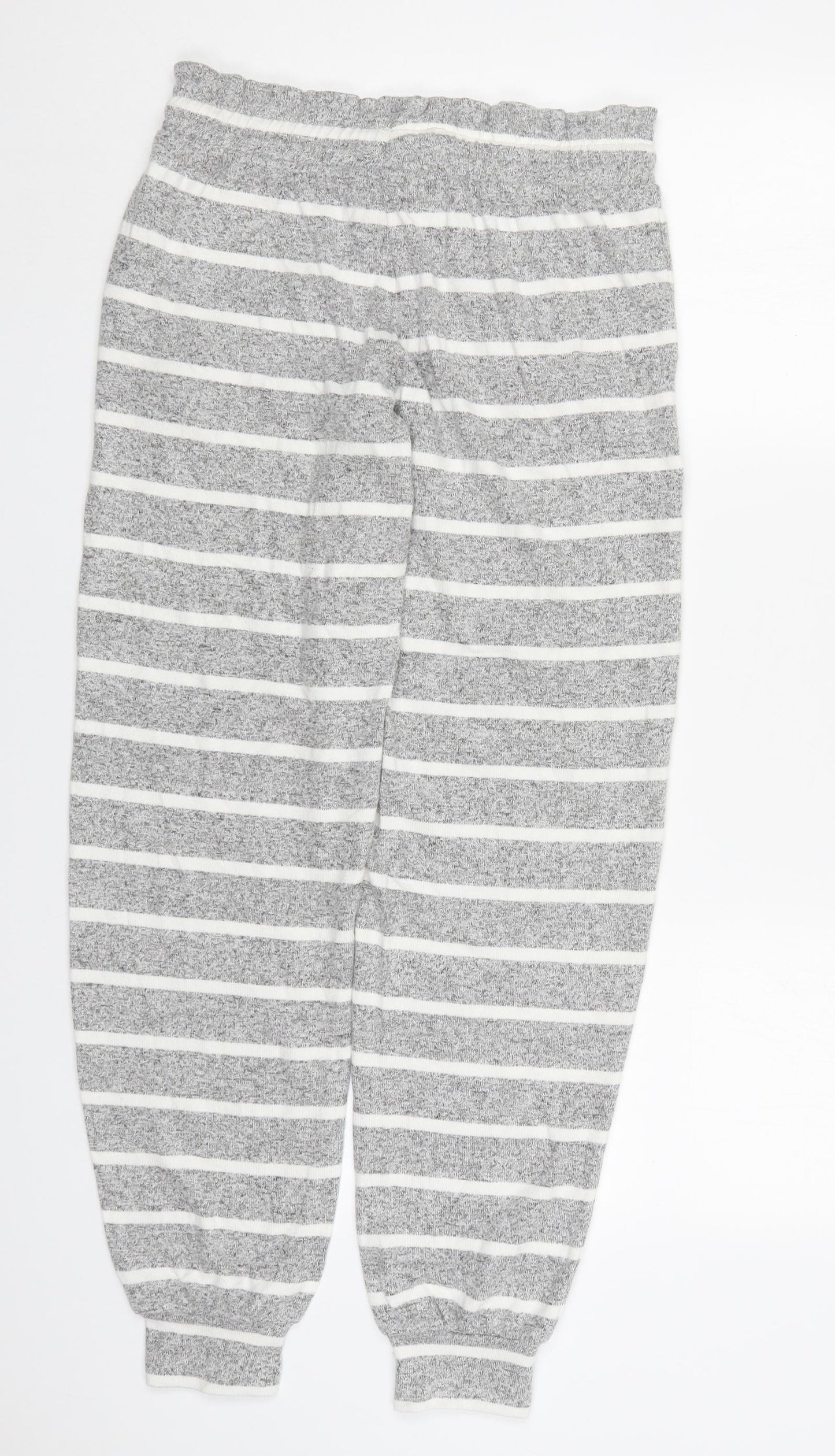 Marks and Spencer Womens Grey Striped Viscose Trousers  Size 8 L30 in Regular Drawstring - Loungewear