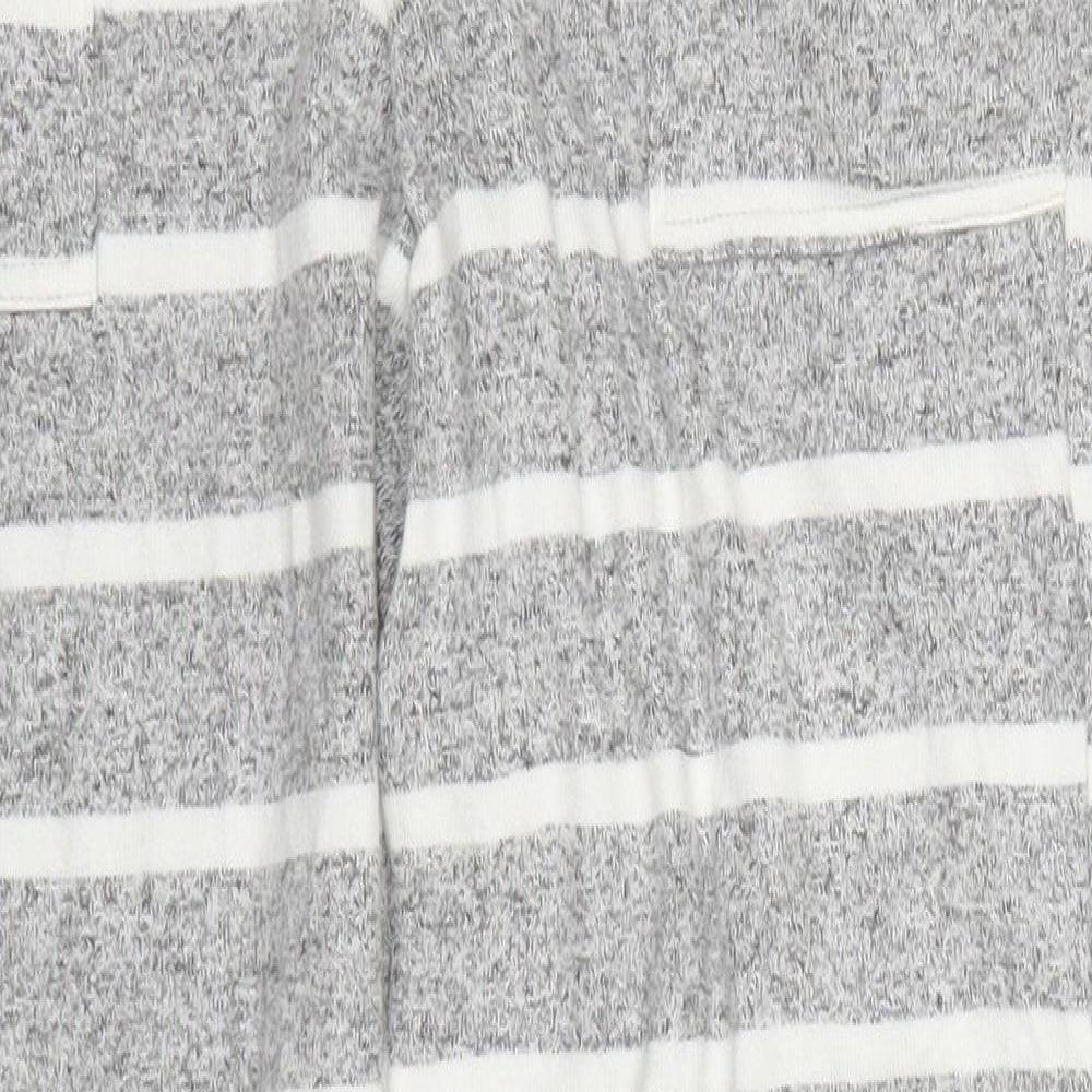 Marks and Spencer Womens Grey Striped Viscose Trousers  Size 8 L30 in Regular Drawstring - Loungewear