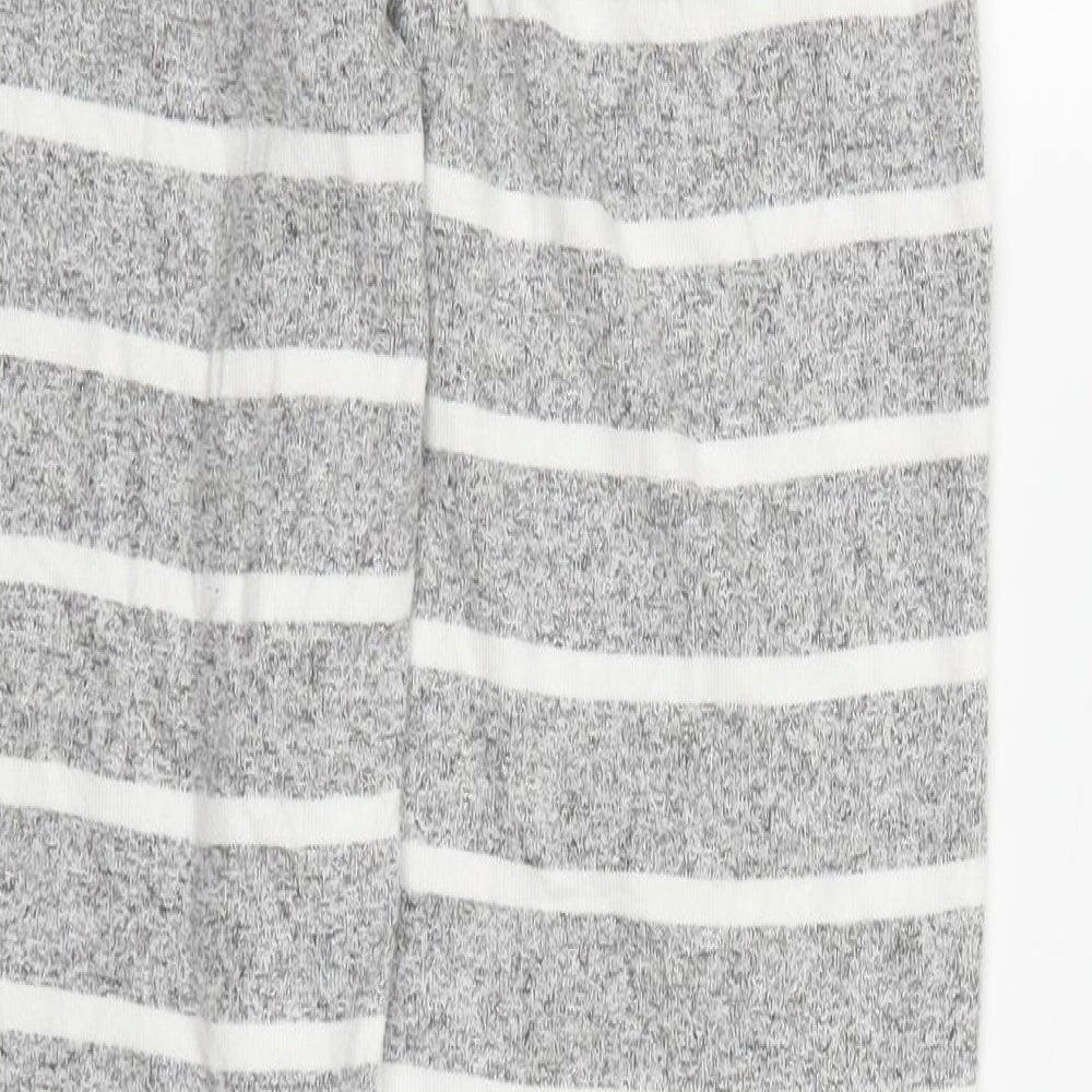 Marks and Spencer Womens Grey Striped Viscose Trousers  Size 8 L30 in Regular Drawstring - Loungewear