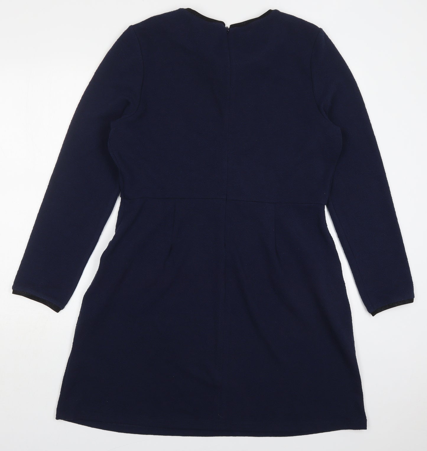 Uttam Boutique Womens Blue  Polyester Skater Dress  Size 16  Round Neck Zip